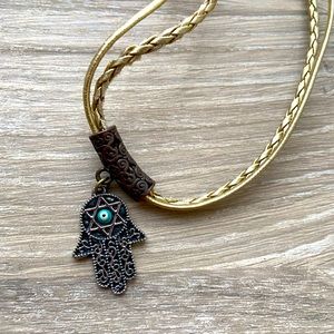 Boho hamsa hand necklace